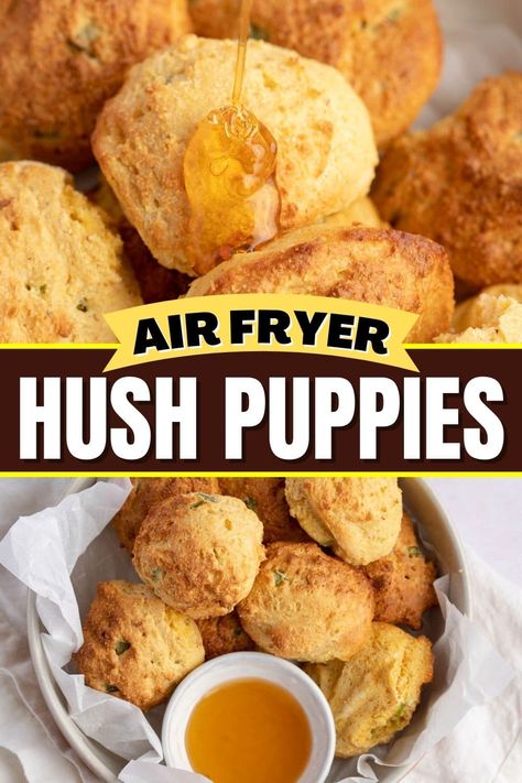 These Air Fryer hush puppies are crunchy on the outside and oh-so-tender and fluffy on the inside. They're like crispy golden fried balls from heaven. Air Fryer Hush Puppies, Air Fryer Fish Recipe, Air Fryer Recipes Meat, Air Fryer Recipes Vegetables, Air Fryer Easy, Air Fryer Recipes Low Carb, Air Fryer Fish Recipes, Hush Puppies Recipe, Air Fryer Recipes Breakfast