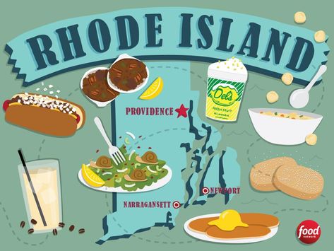 Ocean State Eats: Rhode Island's Most-Iconic Dishes | Best Food in America by State : Food Network | Food Network Rhode Island Food, Rhode Island Vacation, Rhode Island Travel, American Dinner, Usa Food, Creamy Coffee, State Foods, Food Stamps, Island Food