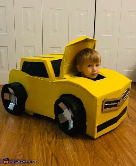 Box Car Costume, Optimus Prime Costume Kids, Bumblebee Halloween, Transformer Bumblebee, Optimus Prime Costume, Bumblebee Costume, Transformer Costume, Car Costume, Cardboard Box Car