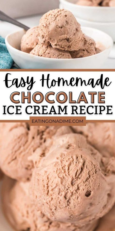 Easy Chocolate Ice Cream Recipe, Easy Chocolate Ice Cream, No Churn Chocolate Ice Cream, Milk Chocolate Ice Cream, Ninja Ice Cream Recipe, Homemade Chocolate Ice Cream, Ice Cream Recipes Machine, Chocolate Ice Cream Recipe, Mini Chocolate Chip Cookies