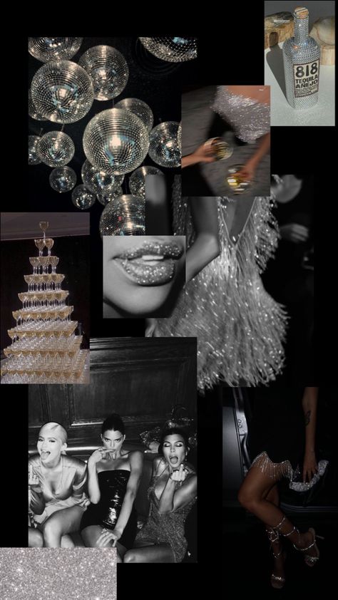 Black Sparkle Party Theme, Mod Theme Party, White Chicks Theme Party, 18th Birthday Disco Theme, Platinum Themed Party, Vogue Party Decoration, 21st Black And White Theme, Glitz And Glam 21st Birthday Party, All Black Party Aesthetic