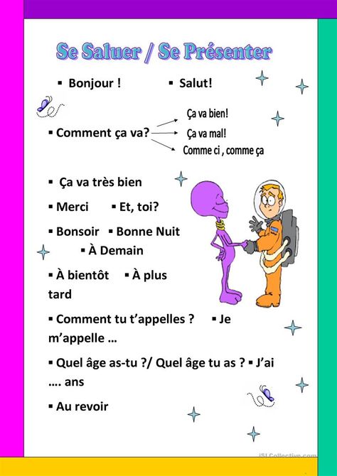 Se Saluer - Français Fle Fiches Pedagogiques French Language Learning Kids, French Language Basics, Learning French For Kids, French Basics, French Conversation, French Flashcards, Basic French Words, French Worksheets, French Teaching Resources