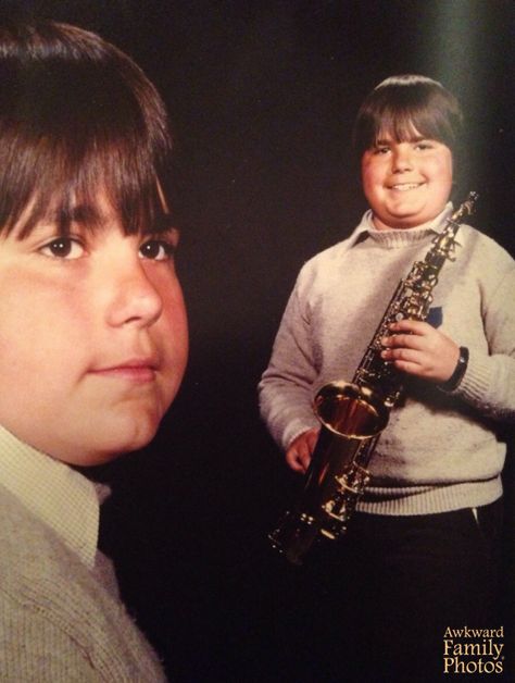 The Joy Of Sax - musicians don't always look like rockstars, sometimes they're a bit more nerdy AwkwardFamilyPhotos.com Double Exposure Portraits, It Pics, Double Exposure Portrait, One Hour Photo, Awkward Family Photos, Sister Photos, Bored At Work, Glamour Shots, Professional Portrait