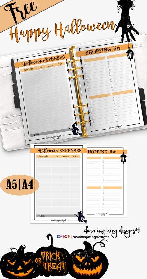 Organized Planner, Happy Planner Free Printable, Planner Freebies, Halloween Planner, Itinerary Planner, Halloween Printables Free, Monthly Planner Template, Halloween Templates, Daily Planner Pages