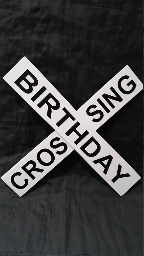 Birthday Crossing Sign Replica 18 x 18 - Railroad - Train Birthday Theme - This is an Actual sign not a decal This replica railroad crossing sign has the text Birthday Crossing Size : 18 x 18 approx each coroplast board is 18 x 3 Color: White Vinyl Type: Professional Grade Sign Vinyl Sign Chugga Two Two 2nd Birthday, Train Birthday Theme, Train Crossing, Thomas Birthday Parties, Railroad Crossing Signs, Thomas Birthday, Railroad Crossing, Crossing Sign, Cross Svg