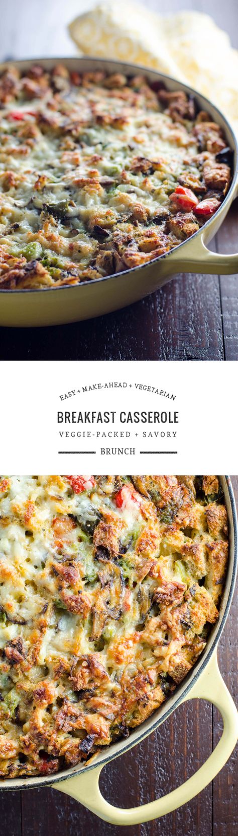 This savory vegetarian make-ahead breakfast casserole is brimming with vegetables. It's perfect to feed a crowd on Christmas morning or at a festive brunch. Vegetarian Breakfast Casserole, Girl Breakfast, Casserole Breakfast, Vegetarian Brunch, Best Breakfast Casserole, Vegetarian Casserole, Easy Girl, Casserole Easy, Healthy Brunch