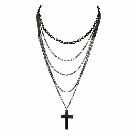 Chain Cross Necklace, Emo Jewelry, Necklace With Cross, Extra Long Necklace, Edgy Jewelry, Chain Fashion, Valentines Necklace, Long Chain, Star Necklace