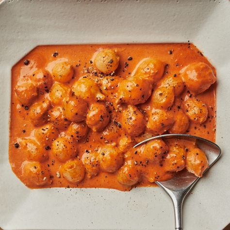 Creamed Onions Alla Vodka Recipe | Bon Appétit Alla Vodka Sauce, Pearl Onion Recipe, Blue Cheese Dip, Creamed Onions, Alla Vodka, Pearl Onions, Vodka Sauce, Cheese Dip, Vegetable Sides