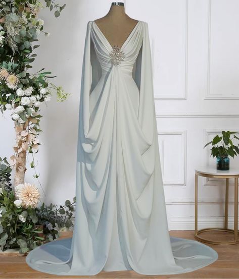 Elegant V Neck Wedding Dresses Long for Bride Fae Wedding Dress, Greek Wedding Dress, Viking Wedding Dress, Lord Of The Rings Wedding, V Neck Wedding Dresses, Fantasy Wedding Dress, Bride 2024, Nontraditional Wedding Dress, Gown Ideas