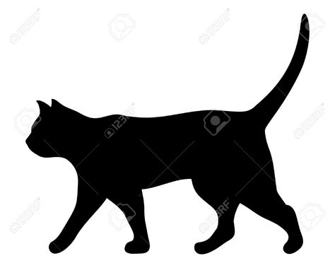 Vector black silhouette of a walking cat. Stock Vector - 56884483 Cat Vector Art, Walking Silhouette, Walking Cat, Black Cat Drawing, Cat Walking, Black Cat Silhouette, Black Cat Tattoos, Vector Silhouette, Cat Vector