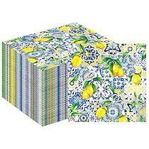 Capri Theme Party, Capri Lemon, Lemon Themed Party, Lemon Cocktail, Lemon Theme, Paper Guest Towels, Birthday Dinner Party, Decorative Napkins, Elements Design