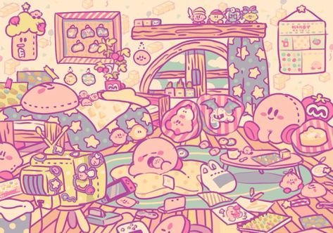 I would kill for this room Kirby Bedroom, Kirby Character, Kirby Art, Bedroom Wallpaper, Computer Wallpaper, Wallpaper Pc, Ipad Wallpaper, Staying In, Kirby