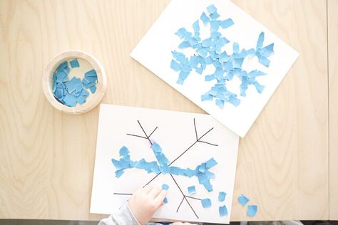 Paper Snowflake Craft, Toddler Paper Crafts, Snowflakes For Kids, Best Playdough Recipe, Snowflakes Art, Snowflake Craft, Paper Snowflake, Paper Snowflakes, Torn Paper