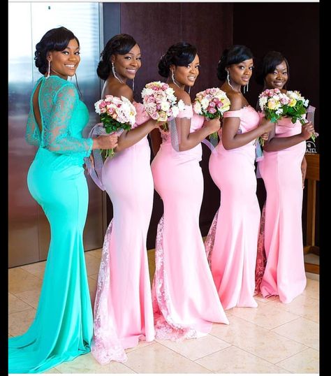 Wedding Nigerian Bridesmaid Dresses, Latest Lace Styles, Bridal Train, Wedding Guest Dress Trends, African Bridesmaids, Latest Bridesmaid Dresses, African Bridesmaid Dresses, Designer Bridesmaid Dresses, Afrikaanse Mode