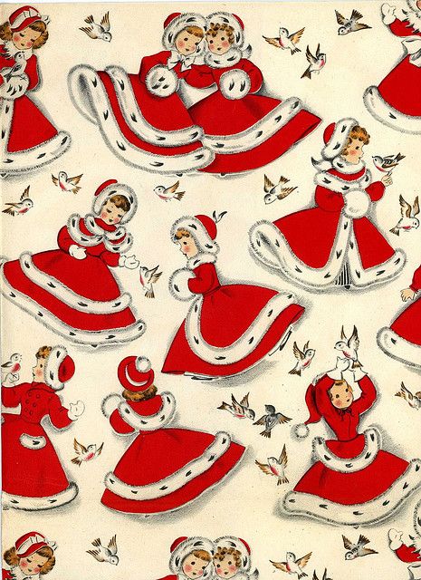 Vintage Christmas gift wrapping paper. Images Noêl Vintages, Vintage Christmas Wrapping Paper, Vintage Christmas Gifts, Vintage Christmas Images, Christmas Paper Crafts, Vintage Wrapping Paper, Old Fashioned Christmas, Christmas Memory, Vintage Christmas Cards