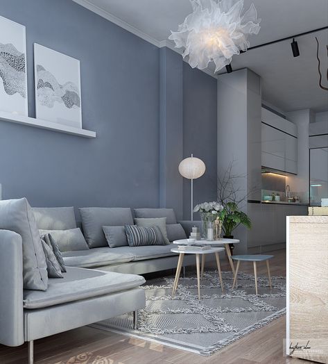 Living Room Colour Design, Blue Living Room Color, Blue Grey Living Room, Blue And Green Living Room, Living Room Color Combination, Room Color Combination, Living Room Wall Color, Blue Living Room Decor, Room Wall Colors