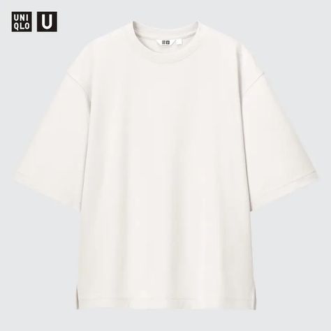 Uniqlo U AIRism Cotton Oversized T-Shirt | UNIQLO Oversized Tee Outfit, Uniqlo Shirt, Oversized White Shirt, Uniqlo U, Big Shirt, Uniqlo Women, T Shirt Oversize, Plain Tees, Tops Online