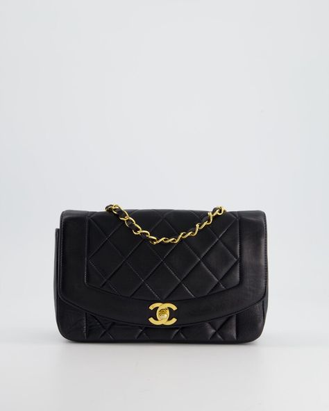 Vintage Classic Flap Diana Bag With 24K Gold Hardware Chanel Diana Bag, Fashion Future, Chanel Vintage, Vintage Chanel, Classic Flap, Lambskin Leather, Chanel Bag, Gold Hardware, Vintage Black