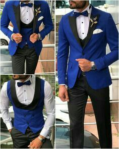 Wedding Best Man, Black Groom, Prom Suits For Men, Tie Vest, Man Jacket, Blue Suit Men, Tuxedo Vest, Groomsmen Wedding, Royal Blue Wedding