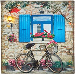 Bicycle Wall Decor, 3d Canvas Art, 3d Canvas, Unique Canvas Art, Bicycle Print, Floral Wall Art Canvases, Wall Art Lighting, Light Hanging, Bicycle Art