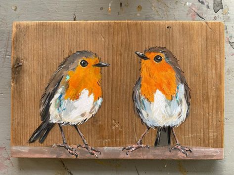 Bird Artist Wildlife Art on Instagram: “Robins, robins everywhere with no time to spare. I think I have painted more Robins than any other bird this past year. I can’t resist the…” Robin Art, Bird Artists, Wood Animal, Watercolor Paintings Easy, Reclaimed Timber, Time To Go, Christmas Paintings, Painting Art Projects, Paint Ideas