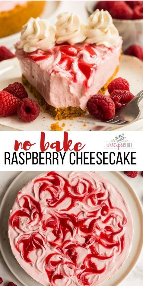 How To Use Up Frozen Raspberries, Frozen Cream Cheese Dessert, Raspberry No Bake Dessert, No Bake Raspberry Pie, Raspberry Cheesecake Pie, Raspberries And Cream, Fresh Raspberries Desserts, No Bake Raspberry Cheesecake Recipes, Frozen Raspberries Recipes