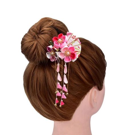 Sangjit Decoration, Asian Hair Pin, Flower Hair Tie, Hanfu Accessories, Accessories Japanese, Decorative Hair Pins, Perfect Ponytail, Pony Style, Japanese Hair