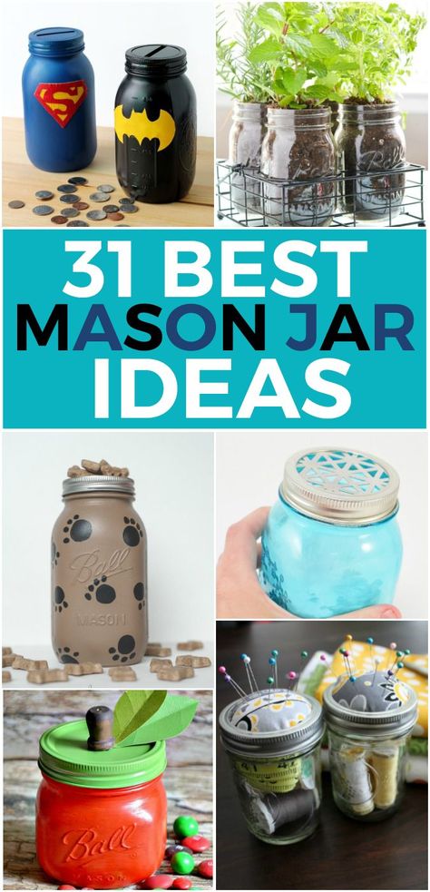 There is so much that you can do with mason jars! From drinking to home decor to storage and organization, they are just so versatile! I have so many favorites that it was hard to narrow them down, but here are the very best DIY mason jar ideas. 31 Best D Easy Mason Jar Crafts Diy, Mason Jar Craft Ideas, Diy Mason Jar Ideas, Jars Decoration Ideas, Jar Craft Ideas, Easy Mason Jar Crafts, Mason Jars Ideas, Diy Mason Jars, Distressed Mason Jars