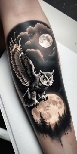 Owl Forest Tattoo, Coverup Tattoo Designs, Forest Tattoo Design, White Owl Tattoo, Faces Tattoo, Jay Tattoo, Owl Tattoo Drawings, Best Cover Up Tattoos, Lamp Tattoo