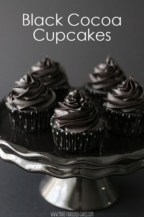 Cocoa Cupcakes, Fondant Recipes, Cocoa Powder Recipes, Black Cupcakes, Homemade Fondant, Black Cocoa, Cocoa Cake, White Chocolate Buttercream, Fondant Recipe