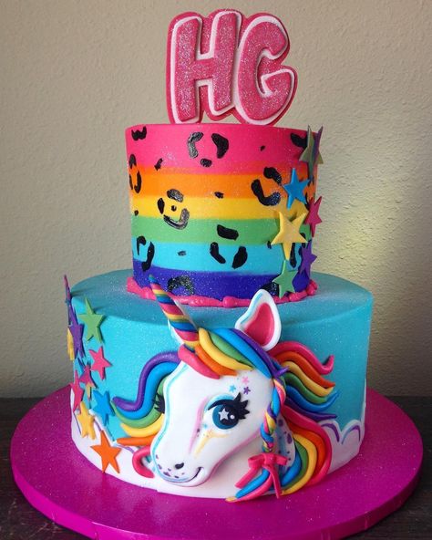 Lisa Frank Birthday, Lisa Frank Birthday Party, Lisa Frank Unicorn, Cake Stall, 32nd Birthday, Unicorn Birthday Cake, Unicorn Cake Topper, Baking Cakes, Homemade Cake