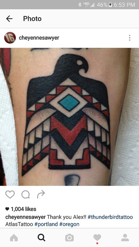 Thunderbird Navajo Tattoo, Thunderbird Symbol, Thunderbird Tattoo, Native American Tattoo Designs, Native American Thunderbird, Native American Tattoo, Native American Tattoos, Native Tattoos, Traditional Tattoo Sleeve