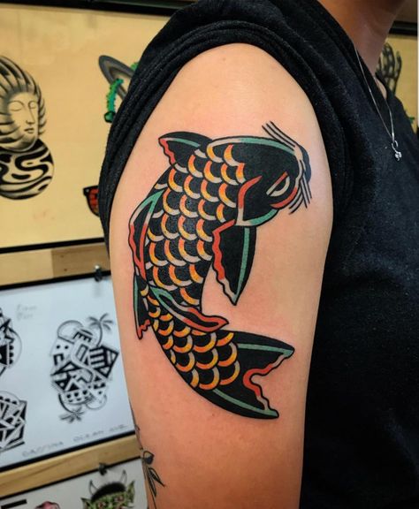 Traditional Koi Tattoo, Koi Tattoo, Koi Fish Tattoo, Just Ink, R Tattoo, American Traditional Tattoo, American Traditional, Koi Fish, Flash Tattoo