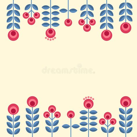 Scandinavian flowers vector illustration Folk Ornaments, Scandinavian Flowers, Scandinavian Textiles, Rangoli Side Designs, Scandinavian Pattern, Pattern Design Inspiration, Seamless Floral Pattern, Folk Art Flowers, Textile Prints Design