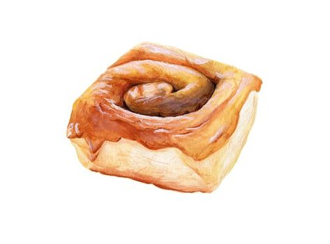 Cinnamon Roll Illustration, Lisbeth Zwerger, Sticky Bun, Gourmet Bakery, Caramel Rolls, Color Wheels, Pancake Art, Strawberry Preserves, Food Illustration Art