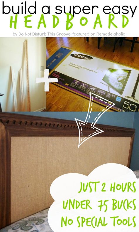 How to Build an Easy Headboard in 2 Hours with No Special Tools | Do Not Disturb This Groove on Remodelaholic.com #headboardweek #diy #headboard #bedroom Cardboard Headboard, Easy Headboard, Decorating Ideas For The Bedroom, Headboards Diy, Homemade Headboards, Plywood Headboard, Creative Headboard, Simple Headboard, Home Theater Furniture