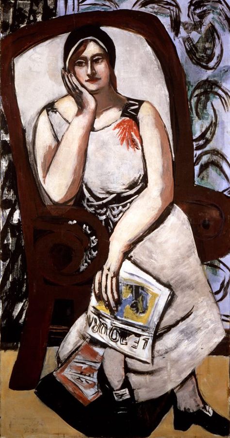 Portrait of Minna Beckmann-Tube (1930). Max Beckmann (German, 1884-1950). Oil on cardboard. Antoine Bourdelle, New Objectivity, Max Beckmann, Degenerate Art, Ernst Ludwig Kirchner, People Reading, Franz Marc, Expressionist Artists, German Expressionism