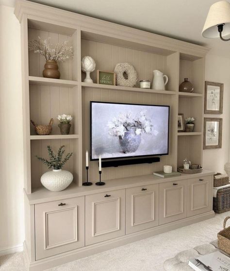 Living Room Built In Units, Built In Wall Units, Tv Built In, Built In Entertainment Center, Feature Wall Living Room, Built In Shelves Living Room, Living Room Wall Units, Living Room Built Ins, Living Room Entertainment Center