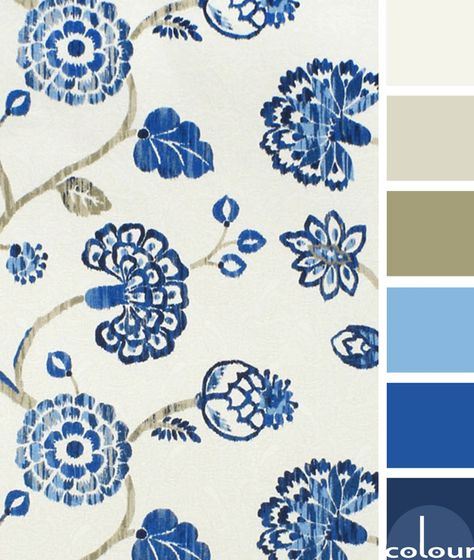 blue and tan color palette Blue Color Palettes, Tan Color Palette, Tan Paint Colors, Light Blue Bathroom, Best Bathroom Colors, Navy Peony, Tan Paint, Dark Interiors, Blue Pottery