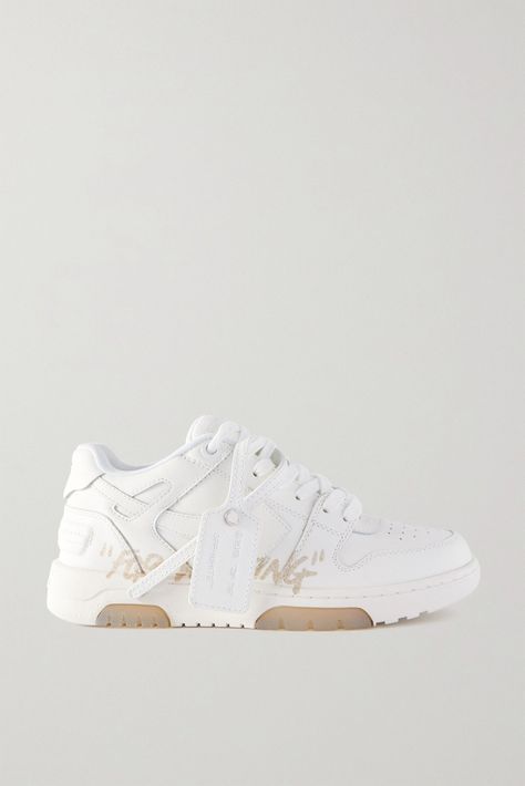 Off-White - Out Of Office For Walking Glittered Leather Sneakers - 35 Nike Shoes Off White, Off White Women Sneakers, Off White For Walking Sneakers, Off White Office Sneakers, For Walking Off White, Off White Brand Shoes, Off White Shoes Out Of Office, Off-white Shoes, Off White Out Of Office Sneaker