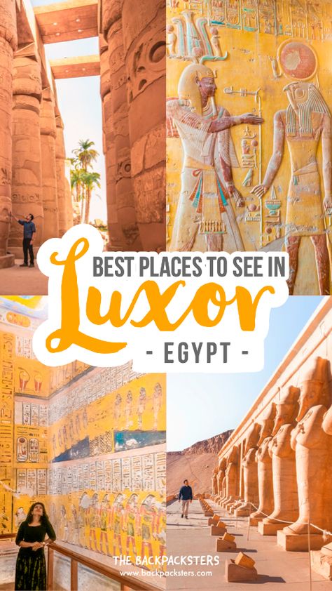 Top places you must visit in Luxor. Travel guide to Luxor. Where to eat? Where to stay? How to get there and around? How many days? Travel itinerary. All you need to know to travel through Luxor. Egypt Trip, Vacation List, Luxor Temple, Karnak Temple, Travel Africa, Africa Do Sul, Luxor Egypt, Valley Of The Kings, Travel Asia