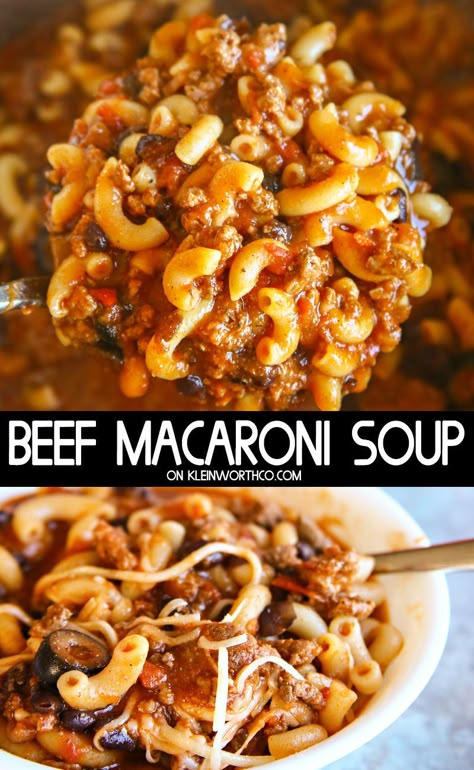 Recipes With Elbow Noodles, Beef Macaroni Soup, Macaroni Soup Recipes, Beef Macaroni, Macaroni Noodles, Macaroni Soup, Soup With Ground Beef, Easy Family Dinner, Elbow Macaroni