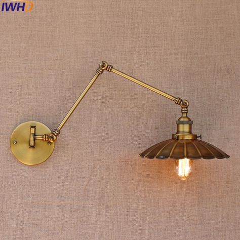 Loft Industrial adjustable Iron umbrella Wall light Fixture Vintage E27 Edison LED bulb wandlamp lamparas de pared lights lampen Warm Industrial, Arm Lamp, Loft Stil, Loft Industrial, Victorian Farmhouse, Bedroom Foyer, Vintage Wall Lights, Wall Lamps Bedroom, Industrial Wall