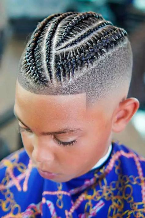 Boys Cornrows With Fade, Boy Braids Hairstyles Short Hair, Braids For Kids Boys, Little Boys Braids Hairstyles Black, Boy Cornrow Hairstyles Kids, Boy Braids Hairstyles Black For Kids, Braided Hairstyles For Boys, Mohawk Boys, Undercut Afro