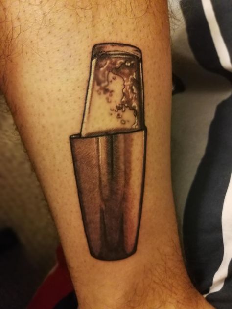 Boston Shaker by Mary Madsen Atomic Zombie Edmonton. Boston Shaker Tattoo, Bar Tattoo Ideas, Cocktail Shaker Tattoo, Bartender Tattoo Ideas, Bartender Tattoo, Bar Tattoo, Boston Shaker, Cup Tattoo, Rick And Morty Poster