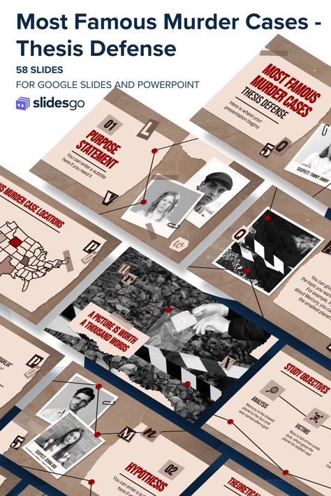 Most Famous Murder Cases - Thesis Defense Criminology Powerpoint Template, Powerpoint Templates Slidesgo, Powerpoint Psychology, Slidesgo Templates, School Powerpoint Templates, Thesis Defense, Famous Murders, Canva Presentation, Ppt Template Design