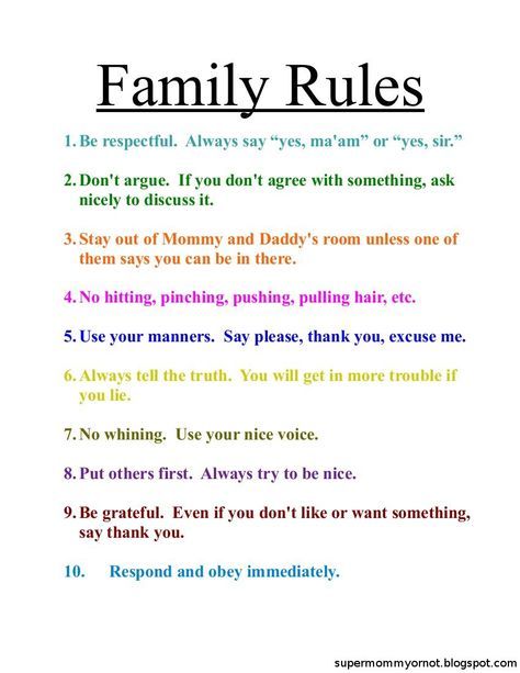 Kids House Rules, Family Rules Printable, Uppfostra Barn, Parenting Rules, Manners For Kids, Rules For Kids, Parenting Solutions, Kids Schedule, Family Rules