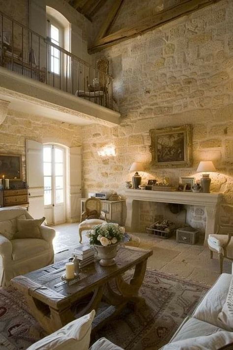 French Country House Interior, French Country Living Room Ideas, Small Cottage Living Room, Country Living Room Ideas, Cathedral Ceiling Living Room, French Glam, French Provincial Home, French Country Interiors, French Ideas