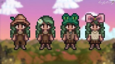 Stardew Valley Aesthetic Outfits, Stardew Valley Fashion, Stardew Valley Fall Outfit, Cute Stardew Valley Outfits Ideas, Cute Stardew Valley Outfits No Mods, Winter Outfits Stardew Valley, Stardew Outfits No Mod, Stardew Valley Spring Outfit, Sdv Outfit Ideas