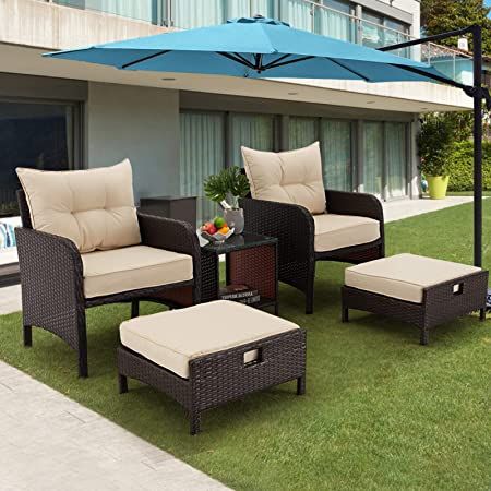 Tempered Glass Coffee Table, Deck Balcony, Outdoor Chair Set, Blue Patio, Wicker Patio Furniture Set, Rattan Chairs, Porch Deck, Porch Furniture, Garden Porch